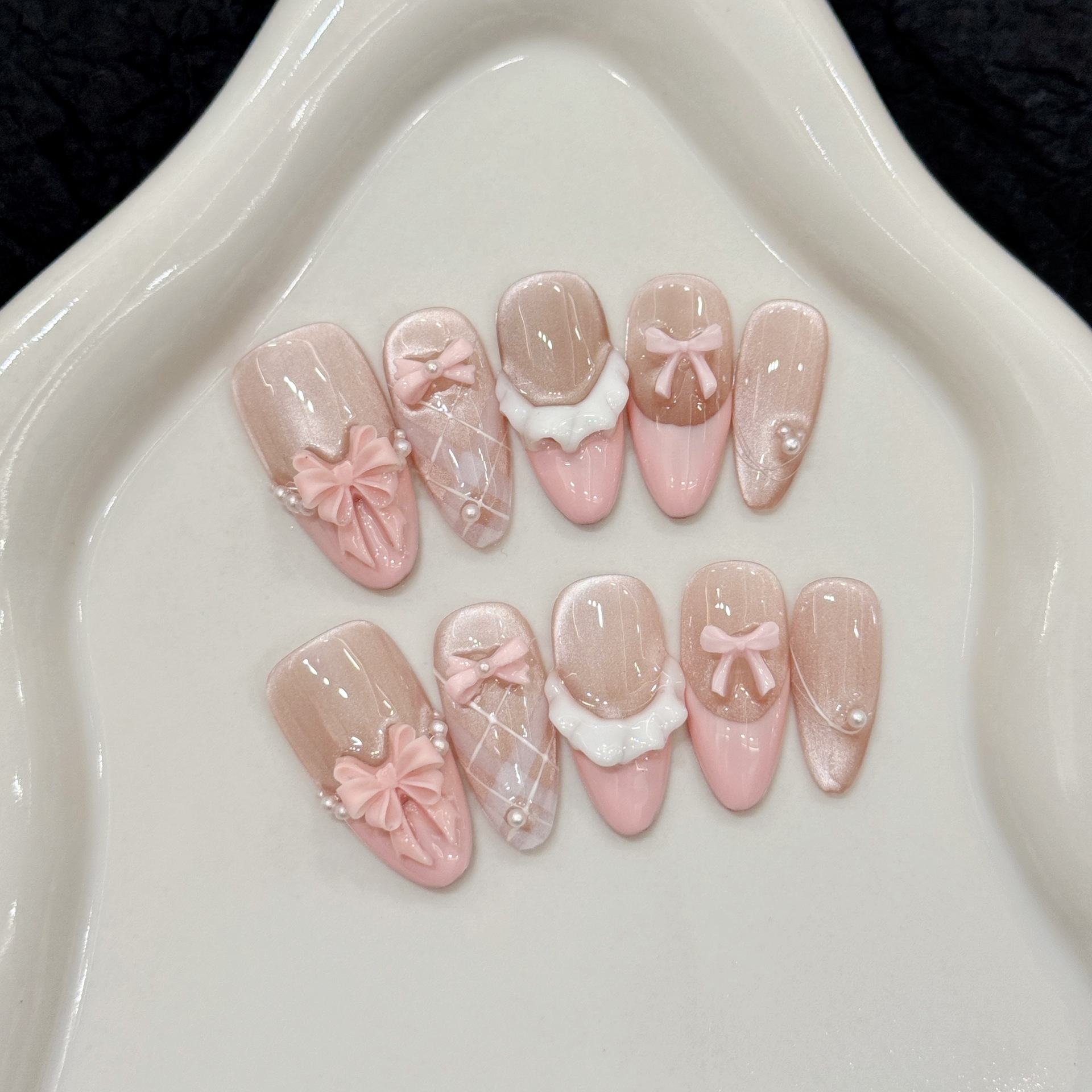 Nail Art Strawberry - 10pcs Handmade Press on Nails French
