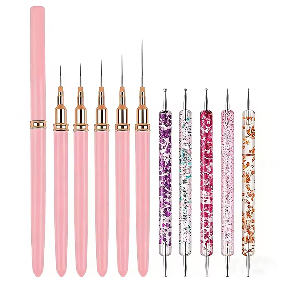 Nail Gel Polish Set - Dual-ended Acrylic Nail Art Brushes Set