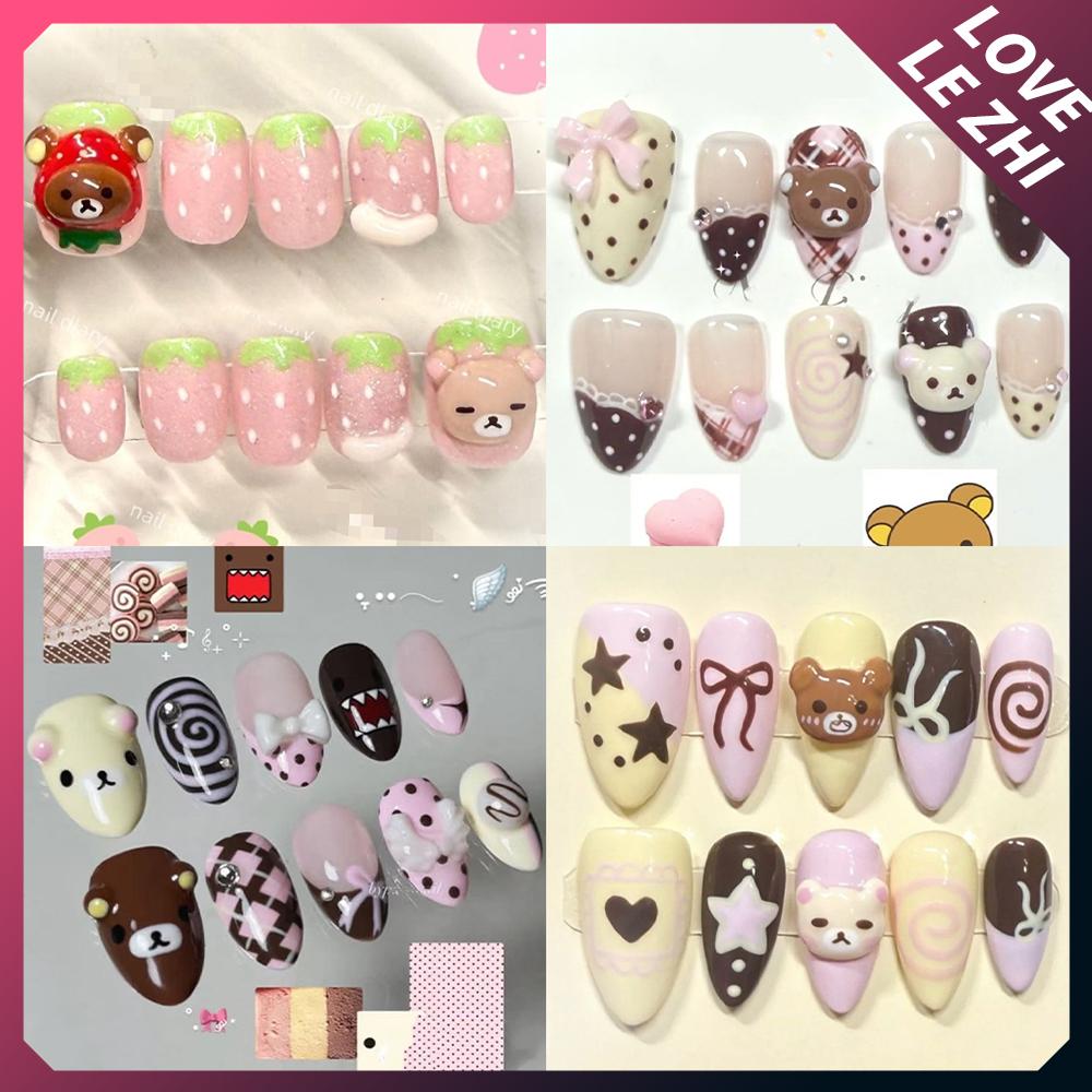 Nail Art Strawberry - 10Pcs Cartoon Kawaii Anime Rilakkuma Handmade