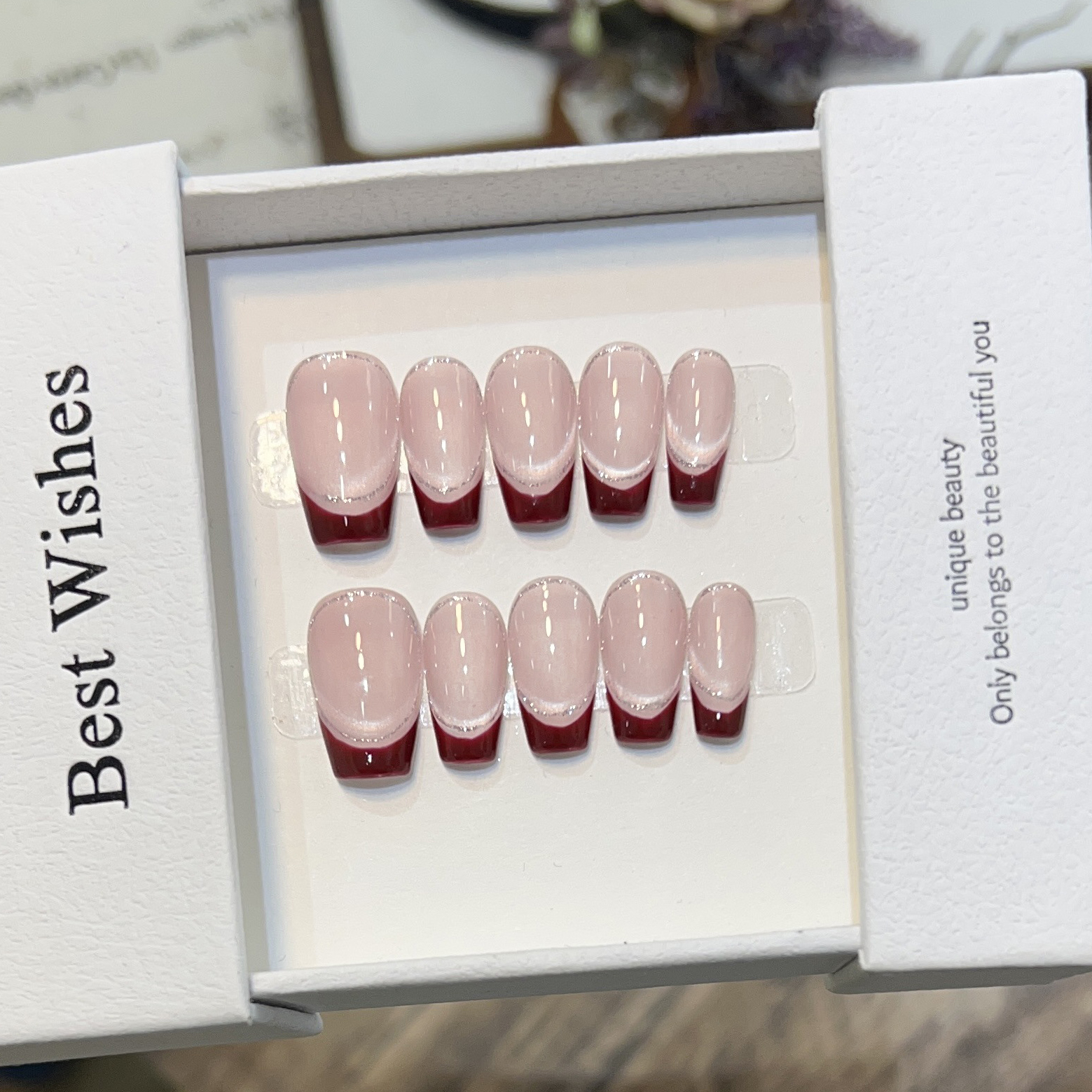 Nail Art Cat Eye Simple - 10Pcs Cat Eye French Short Almond