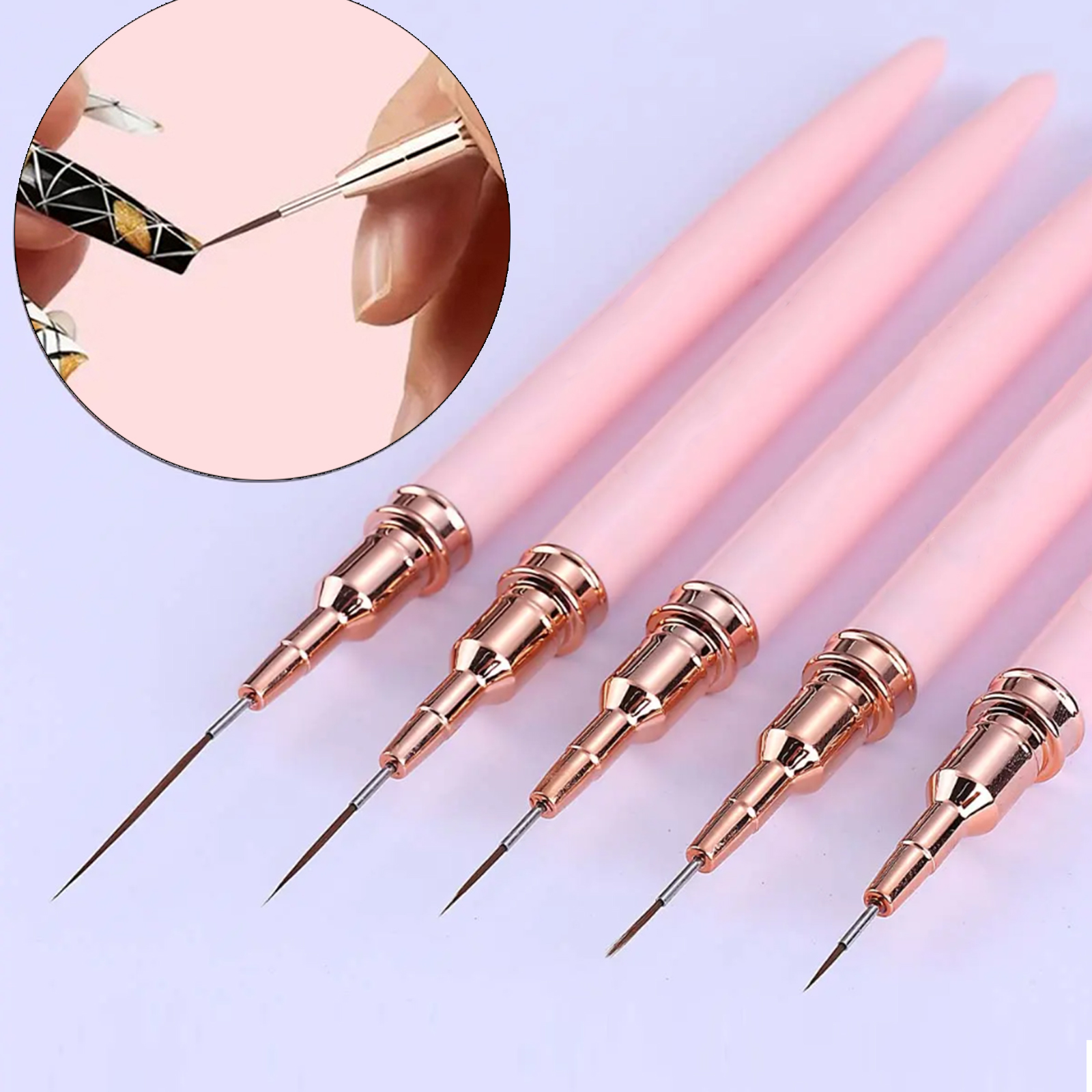 Nail Gel Polish Set - 5-Piece Nail Art Pen Set, Ultra-Fine