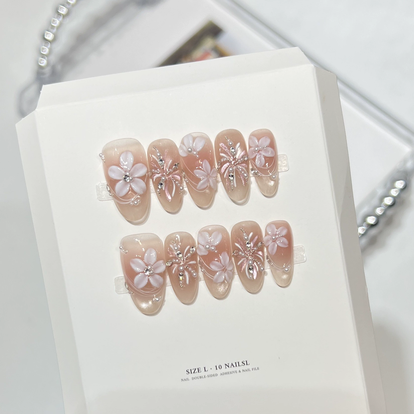 10Pcs Pink Sweet French Almond – обзор и цена Nail Art Cat Eye Simple