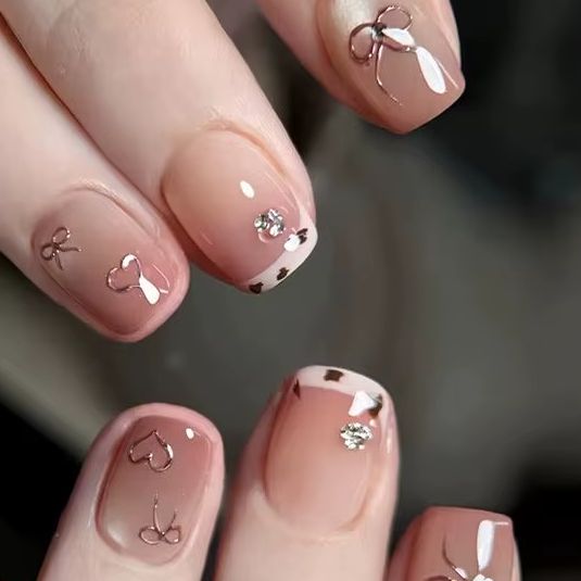 24Pcs Short Square Ballet Pres – обзор и цена Nail Art Strawberry
