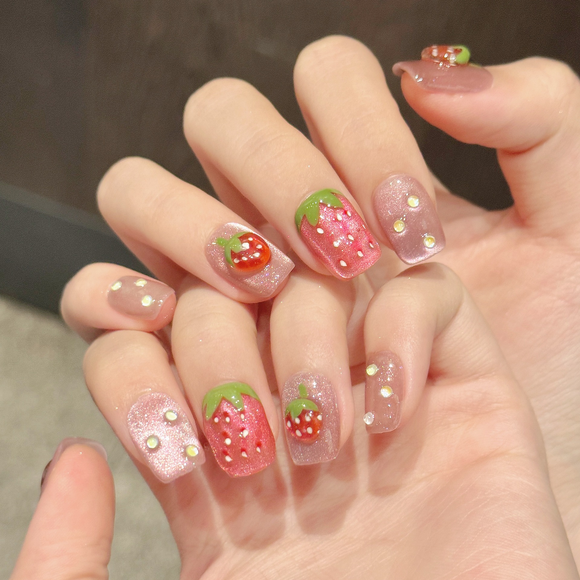 10pcs Handmade Press on Nails  – обзор и цена Nail Art Strawberry