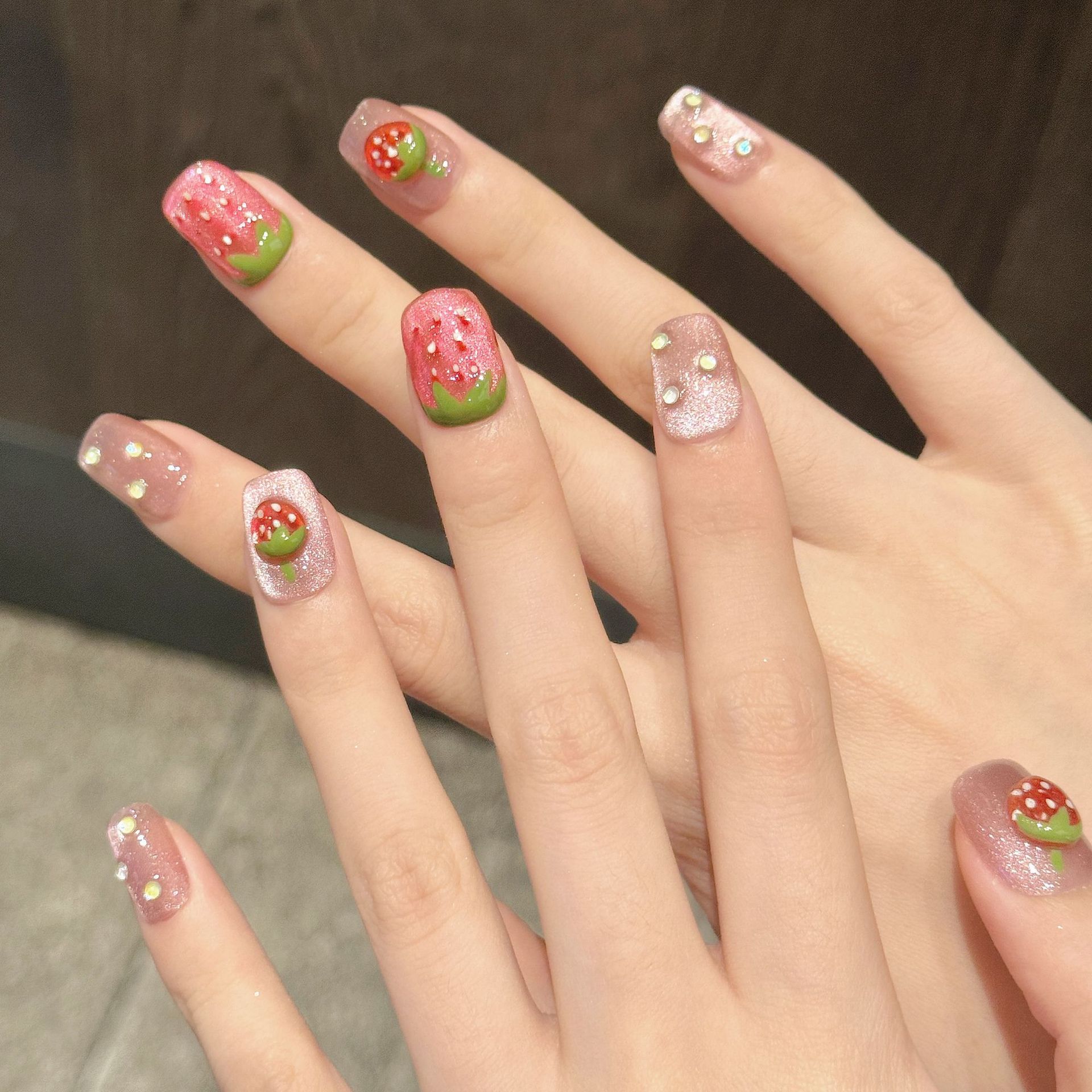 10pcs Handmade Press on Nails  – обзор и цена Nail Art Strawberry