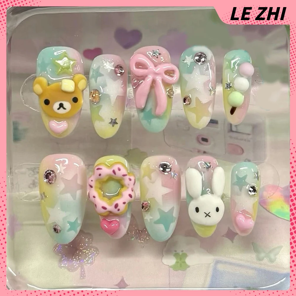 3D Handmade Rilakkuma Press On – обзор и цена Nail Art Strawberry