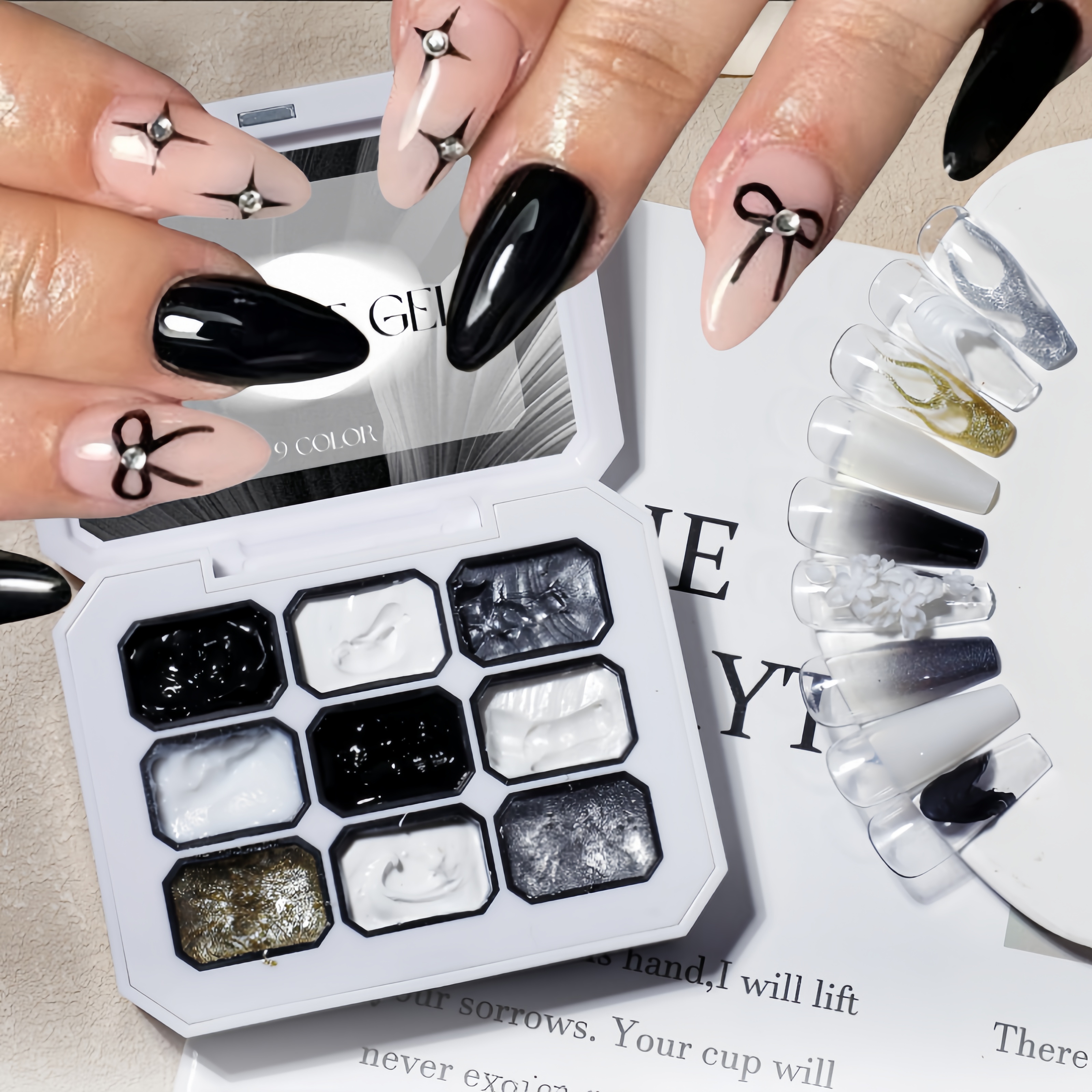 1 set of black and white solid – обзор и цена Nail Gel Polish Set