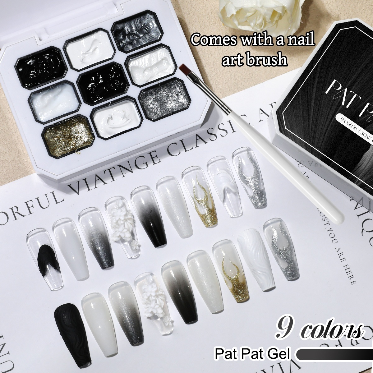 1 set of black and white solid – обзор и цена Nail Gel Polish Set