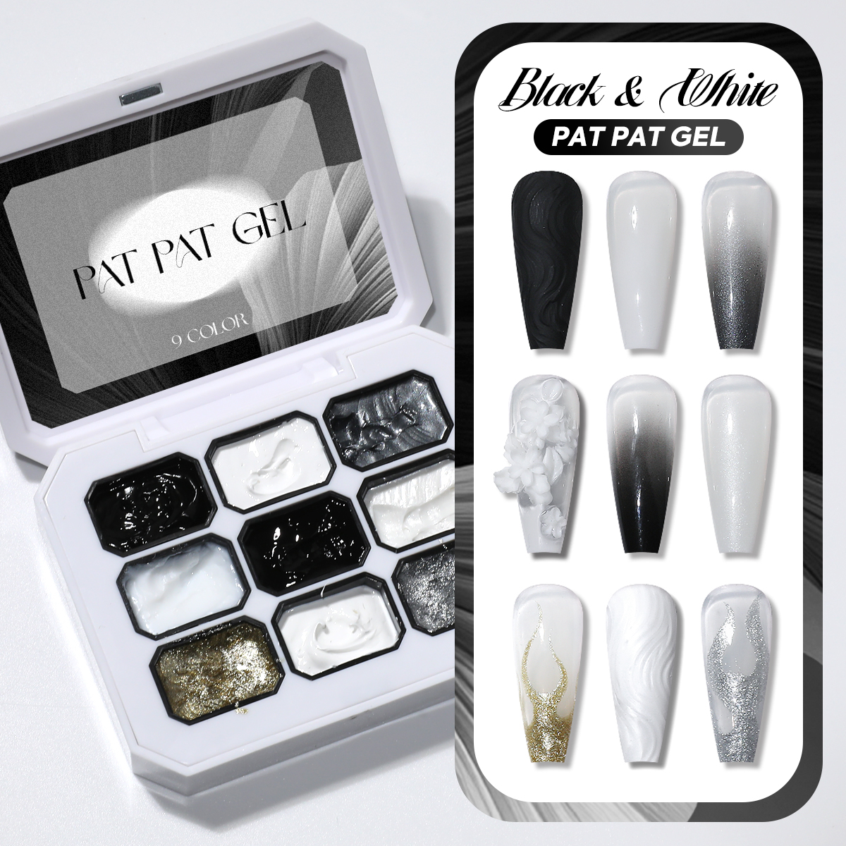 1 set of black and white solid – обзор и цена Nail Gel Polish Set