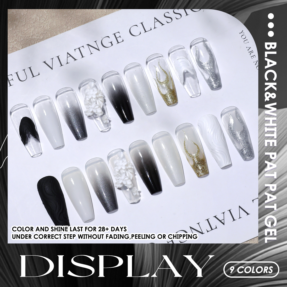 1 set of black and white solid – обзор и цена Nail Gel Polish Set