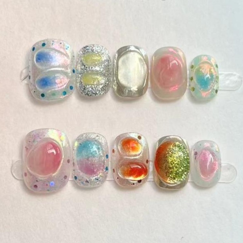 10Pcs Cute Short Round Handmad – обзор и цена Nail Art Strawberry