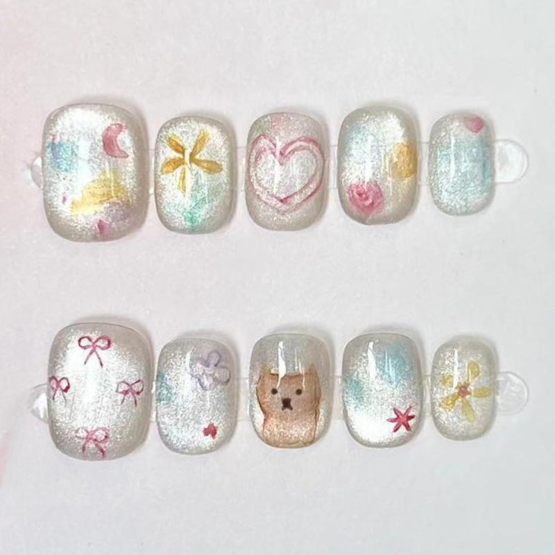 10Pcs Cute Short Round Handmad – обзор и цена Nail Art Strawberry