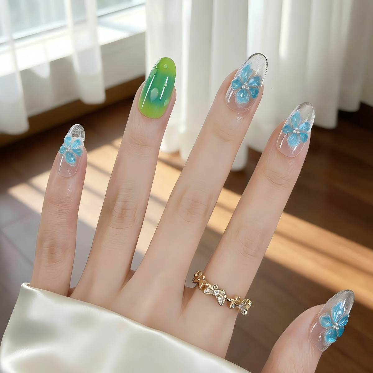 Ice-transparent feel green blu – обзор и цена Nail Art Ice Blue