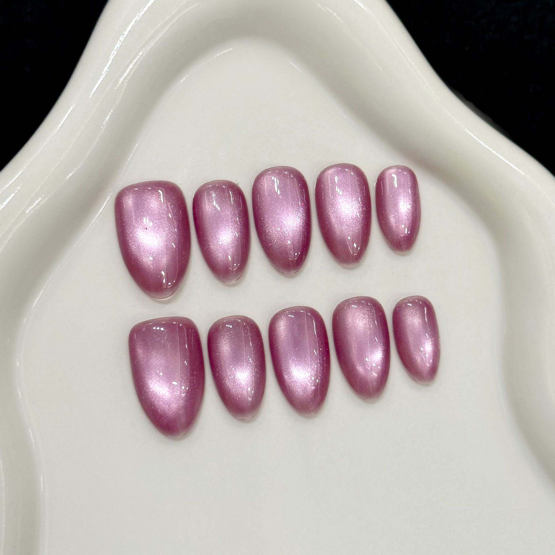10Pcs Nude Color Almond Shiny  – обзор и цена Nail Art Cat Eye Simple