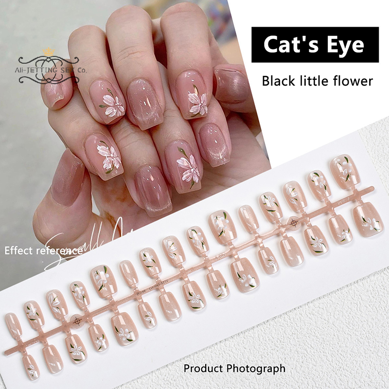 30Pcs False Nails Flower Desig – обзор и цена Nail Art Cat Eye Simple