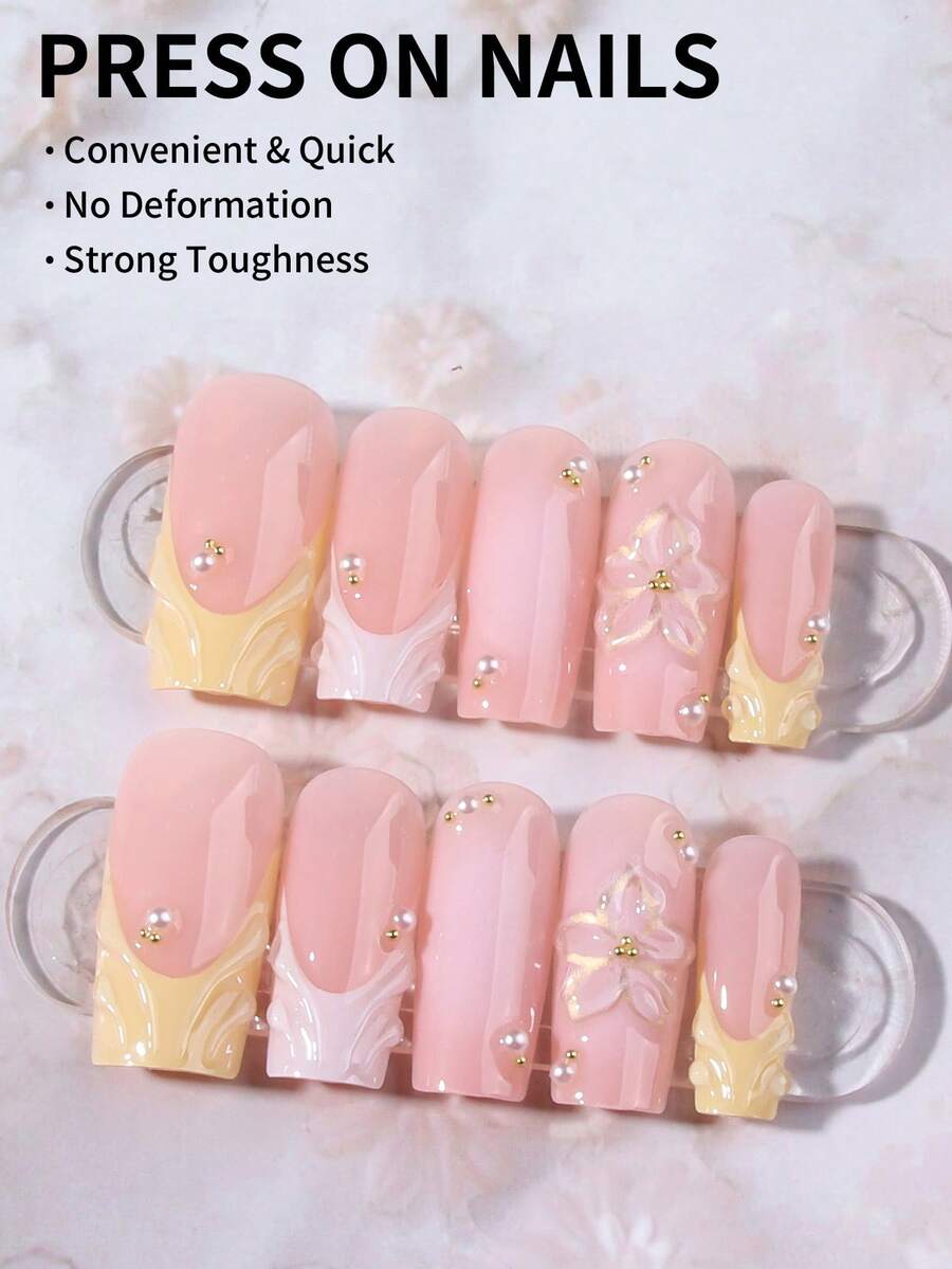 24pcs Long Coffin-Shaped 3D Fl – обзор и цена Nail Gel Polish Set