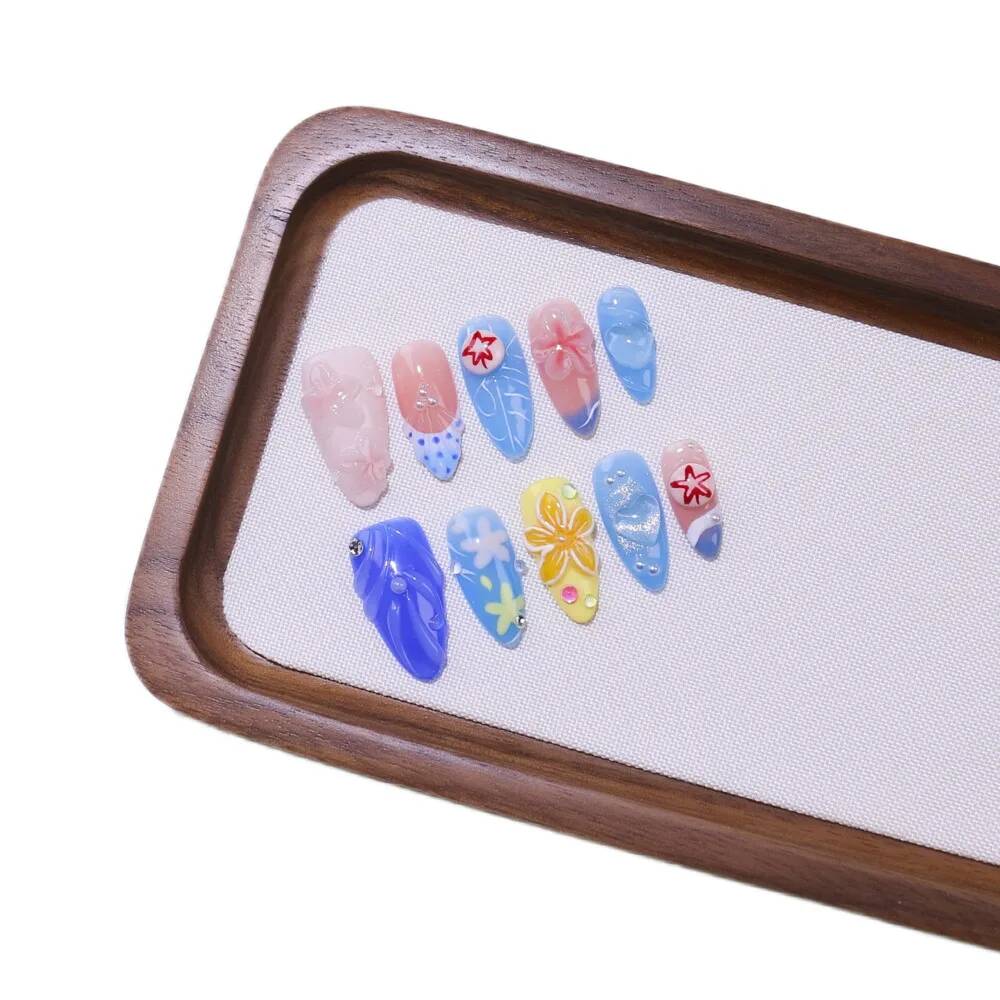 Luxury Almond-Shaped Handmade  – обзор и цена Nail Art Ice Blue