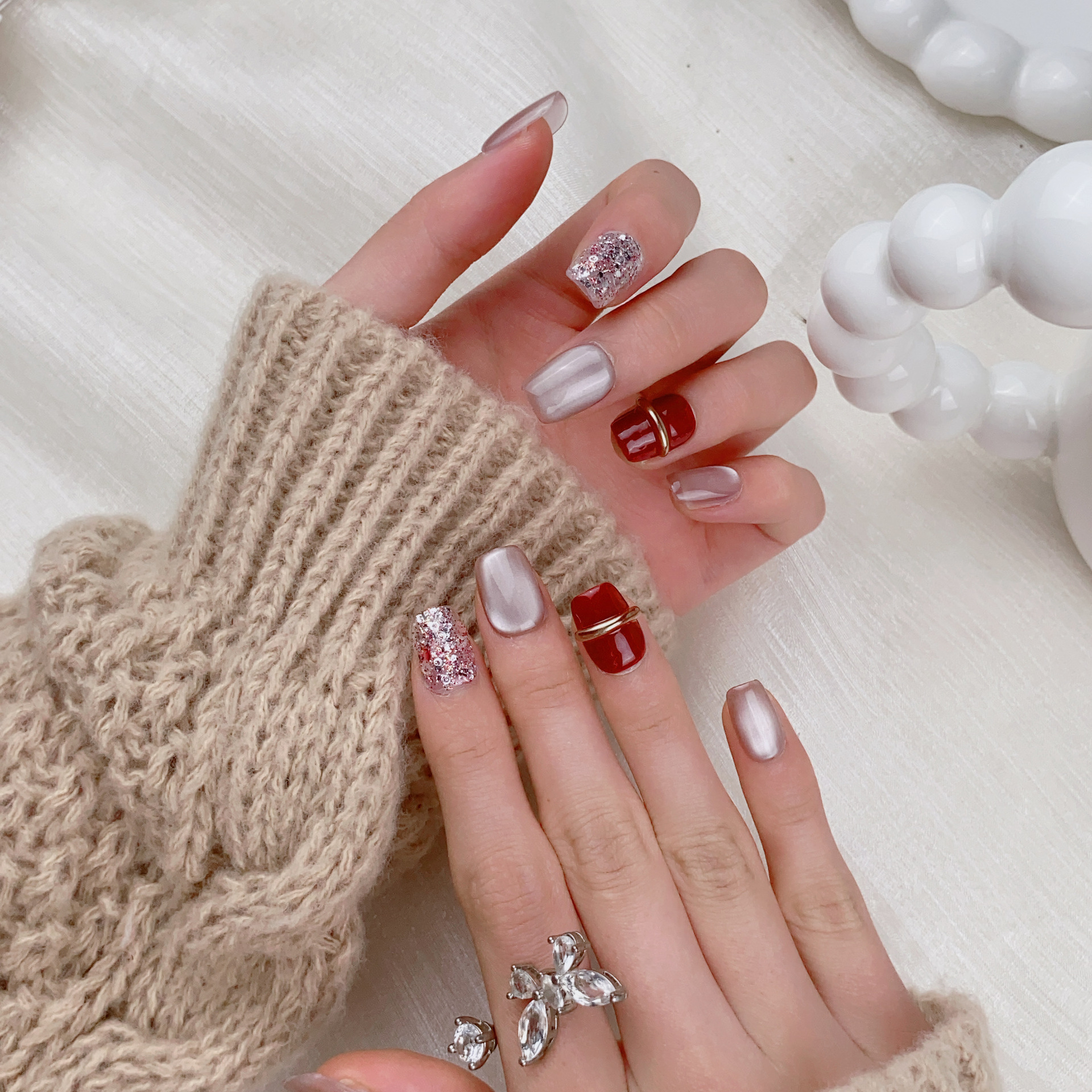 10PCS Light Luxury Short Squar – обзор и цена Nail Art Cat Eye Simple