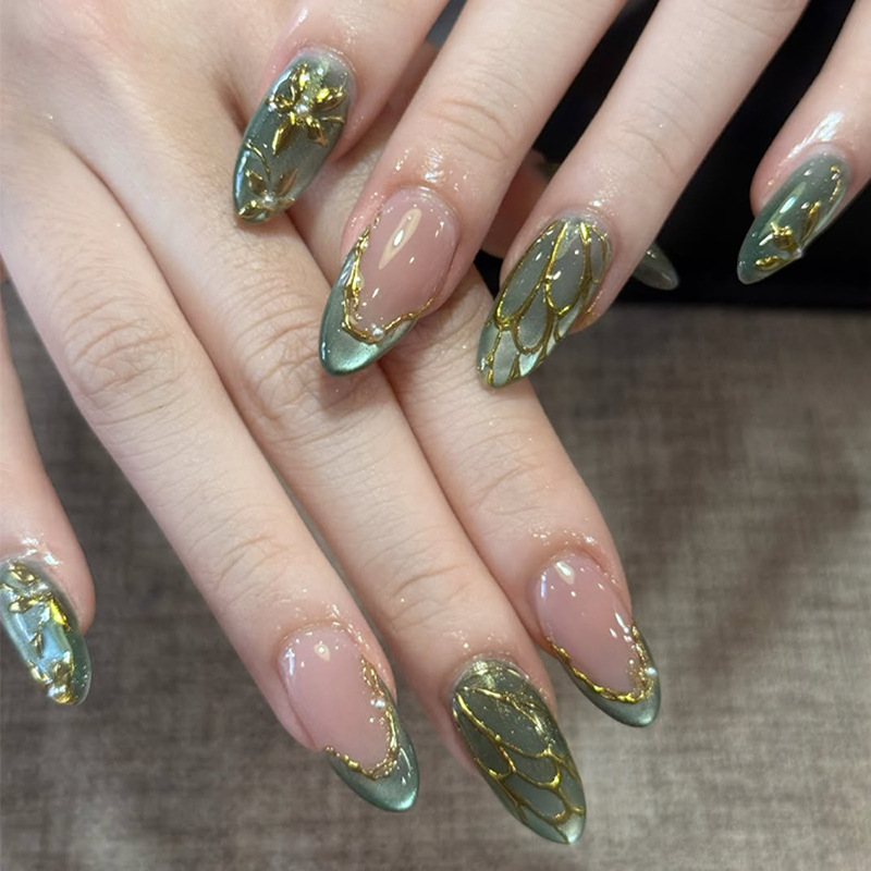 24pcs Simple French Almond Pre – обзор и цена Nail Art Cat Eye Simple