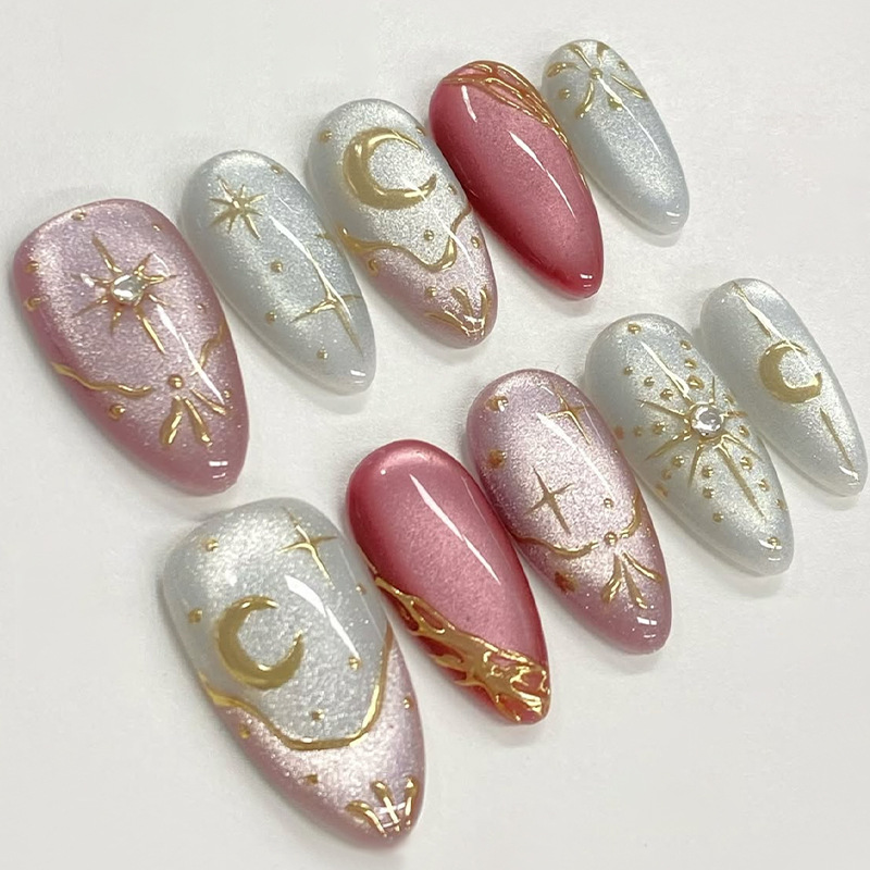 24pcs Simple French Almond Pre – обзор и цена Nail Art Cat Eye Simple