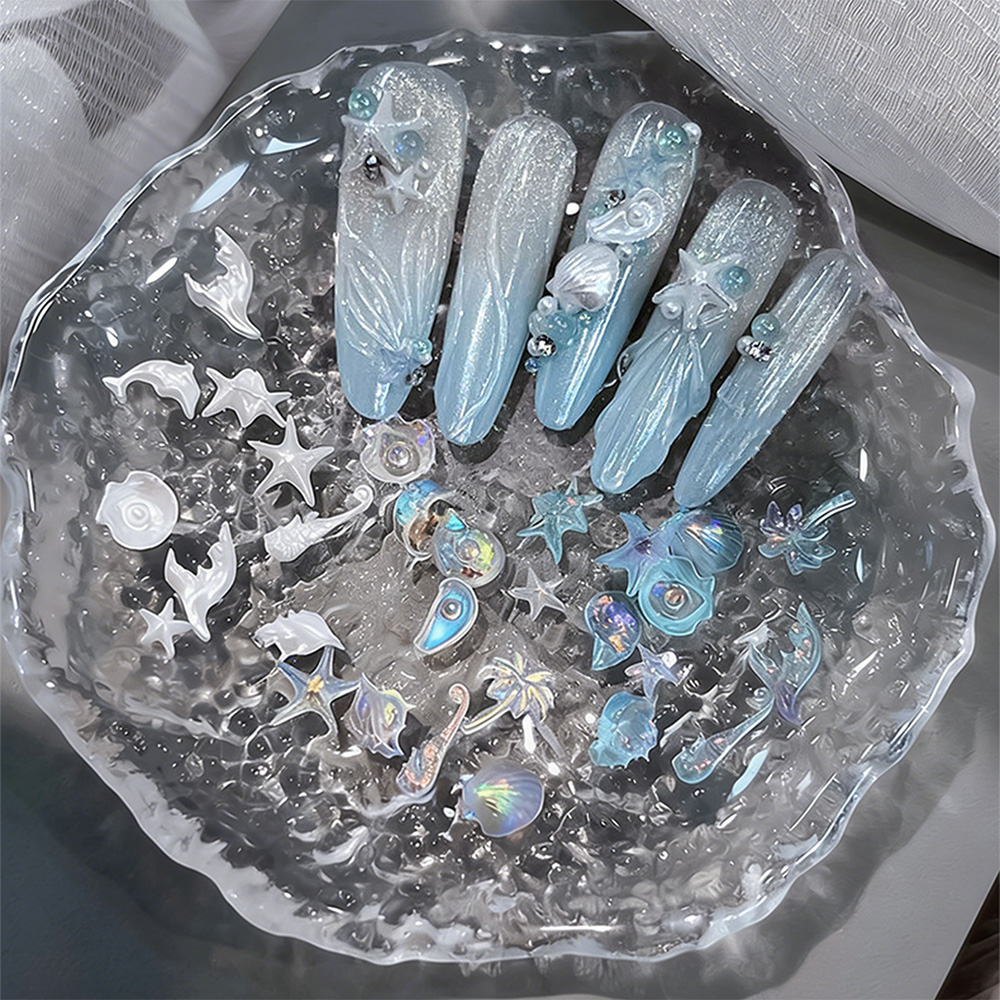 50PCS 3D Mixed Sea Series Nail – обзор и цена Nail Art Ice Blue