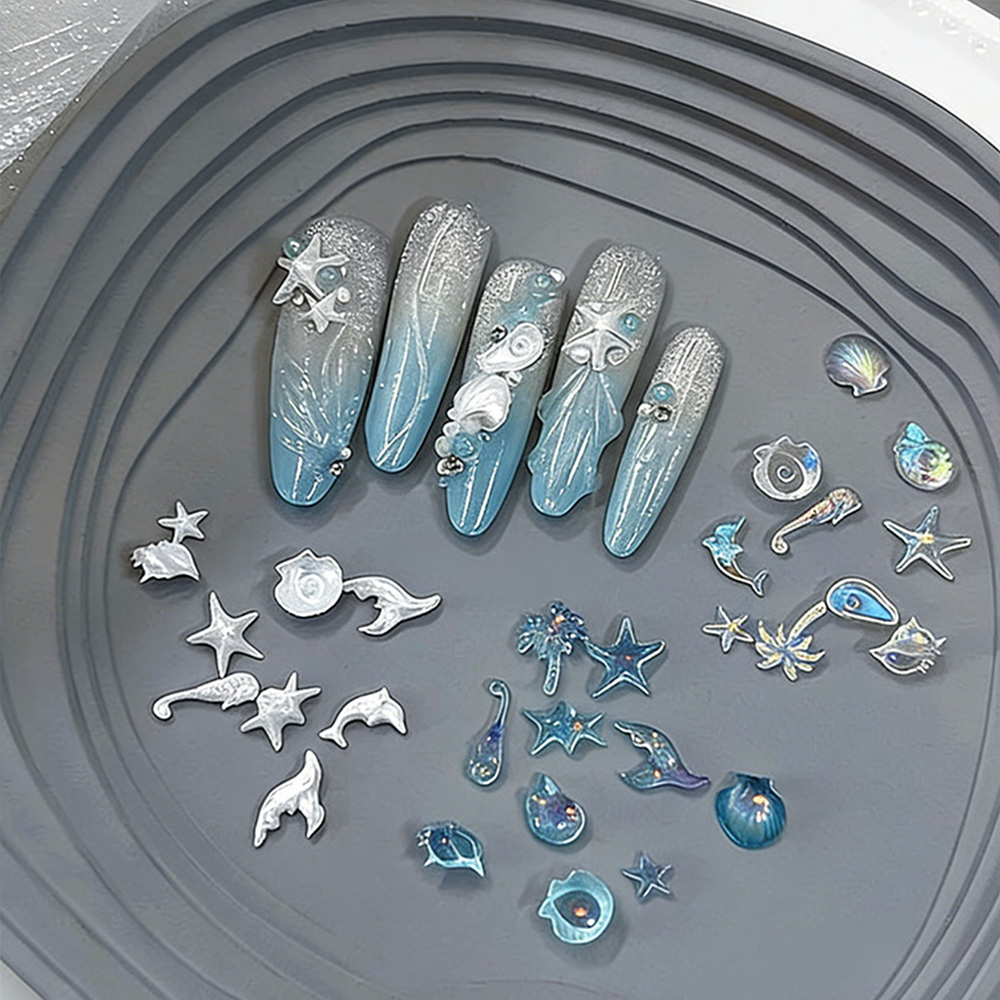 50PCS 3D Mixed Sea Series Nail – обзор и цена Nail Art Ice Blue