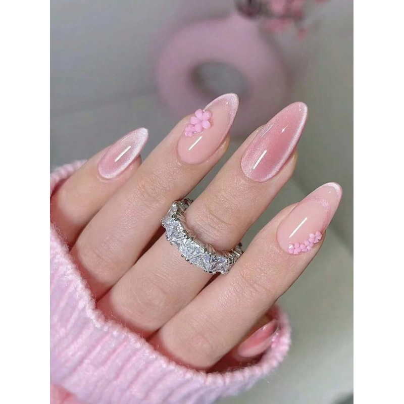 10 Pcs Handmade Medium Almond  – обзор и цена Nail Art Cat Eye Simple