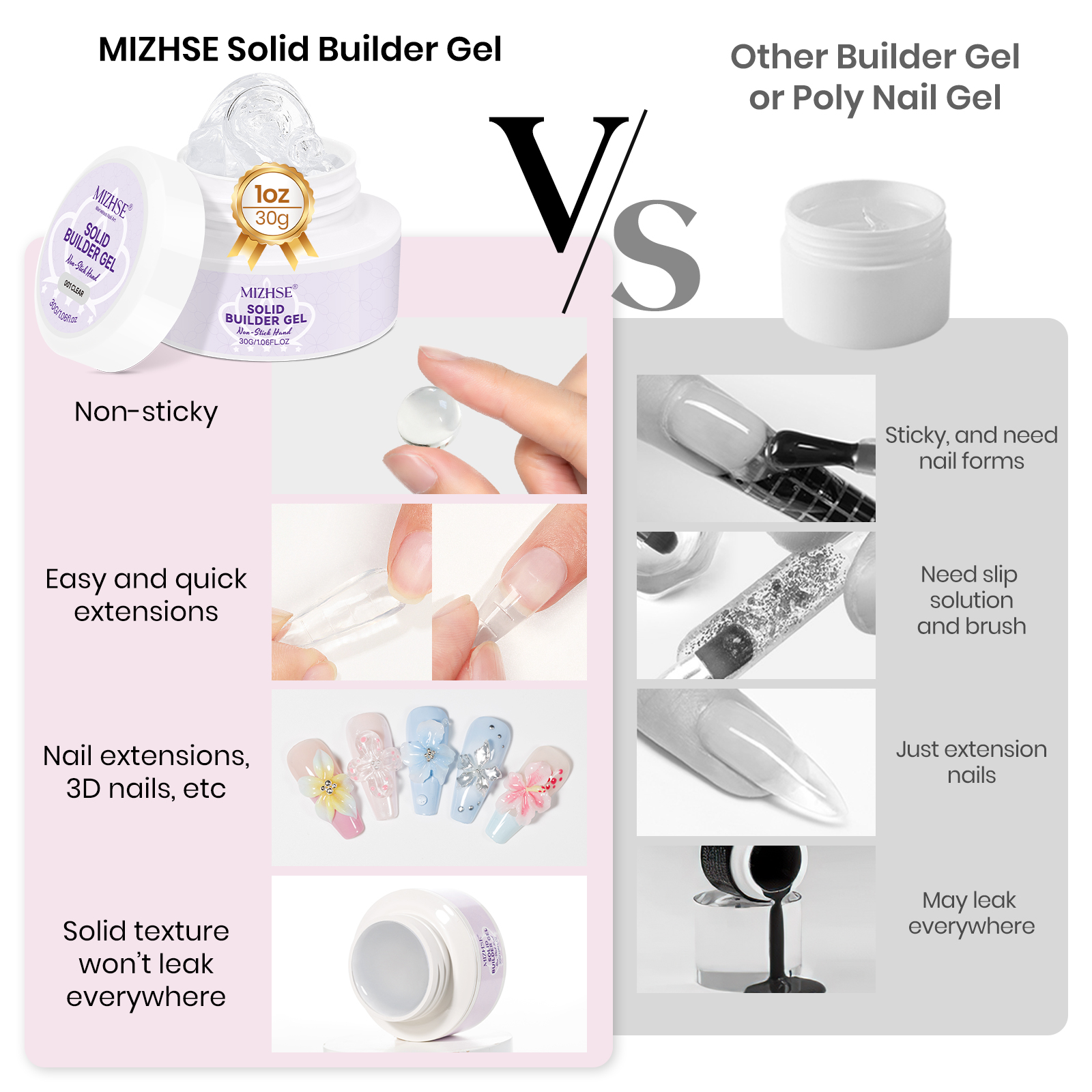 MIZHSE Builder Nail Gel White  – обзор и цена Nail Gel Polish Set